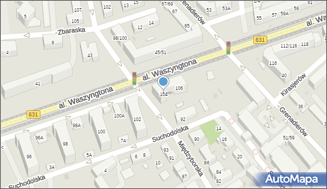 Warszawa, Aleja Waszyngtona Jerzego, 104, mapa Warszawy