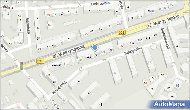 Warszawa, Aleja Waszyngtona Jerzego, 124, mapa Warszawy