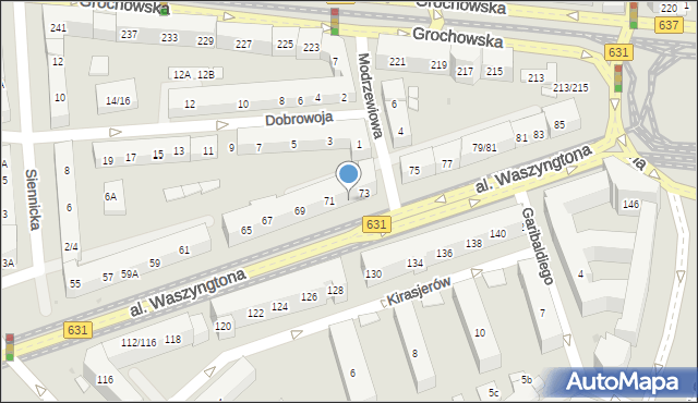 Warszawa, Aleja Waszyngtona Jerzego, 71/73, mapa Warszawy