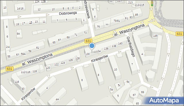 Warszawa, Aleja Waszyngtona Jerzego, 132, mapa Warszawy