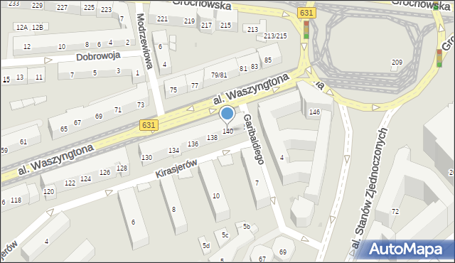 Warszawa, Aleja Waszyngtona Jerzego, 140, mapa Warszawy