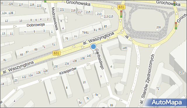 Warszawa, Aleja Waszyngtona Jerzego, 142, mapa Warszawy
