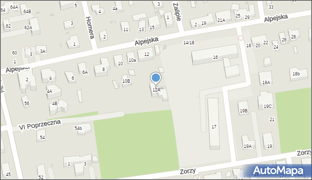 Warszawa, Alpejska, 12A, mapa Warszawy