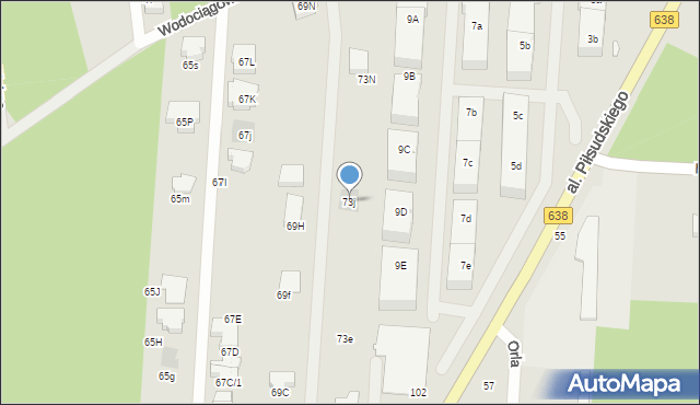 Warszawa, Aleja Piłsudskiego Józefa, marsz., 73j, mapa Warszawy