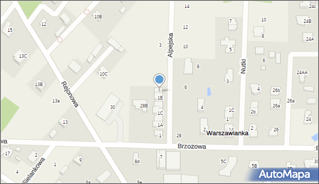 Warszawianka, Alpejska, 1F, mapa Warszawianka