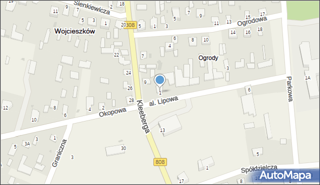 Wojcieszków, Aleja Lipowa, 1, mapa Wojcieszków