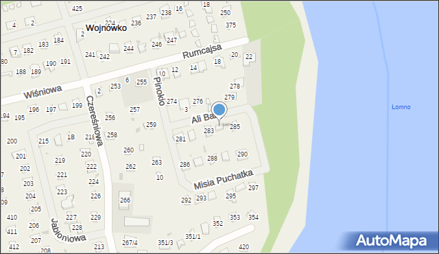 Wojnówko, Ali Baby, 284, mapa Wojnówko