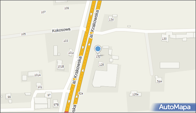 Wólka Kosowska, Aleja Krakowska, 132, mapa Wólka Kosowska