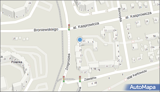 Wrocław, Aleja Kasprowicza Jana, 1, mapa Wrocławia