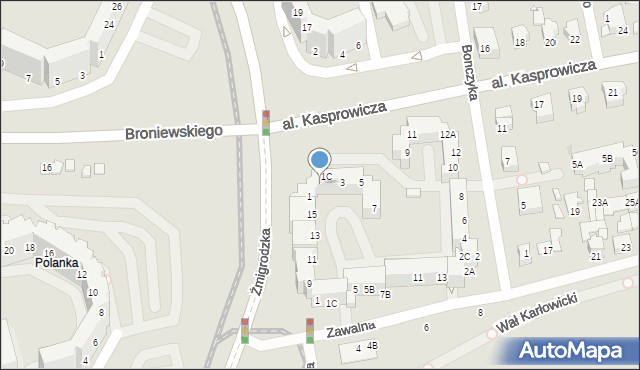 Wrocław, Aleja Kasprowicza Jana, 1B, mapa Wrocławia