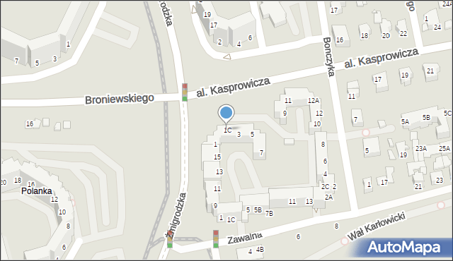 Wrocław, Aleja Kasprowicza Jana, 1C, mapa Wrocławia