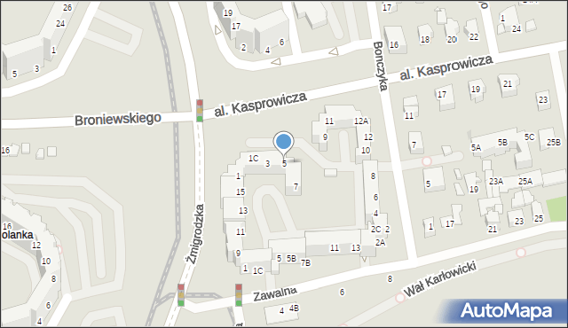 Wrocław, Aleja Kasprowicza Jana, 5, mapa Wrocławia