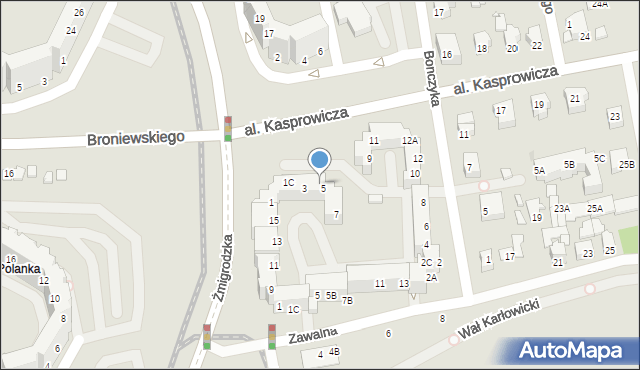 Wrocław, Aleja Kasprowicza Jana, 5A, mapa Wrocławia