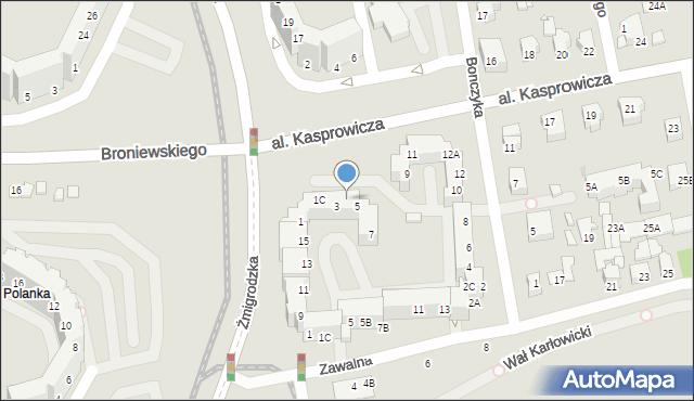 Wrocław, Aleja Kasprowicza Jana, 5B, mapa Wrocławia