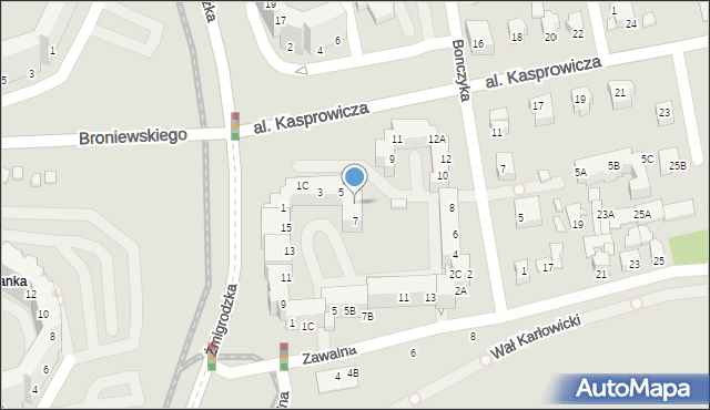 Wrocław, Aleja Kasprowicza Jana, 7A, mapa Wrocławia