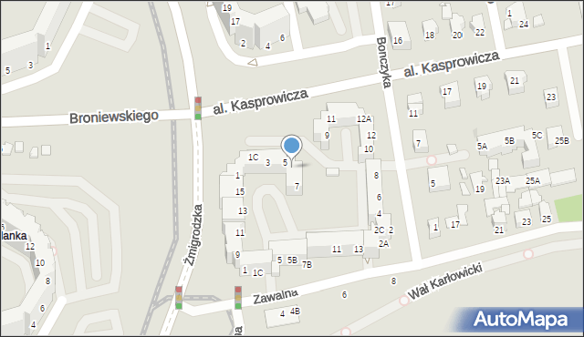 Wrocław, Aleja Kasprowicza Jana, 7B, mapa Wrocławia