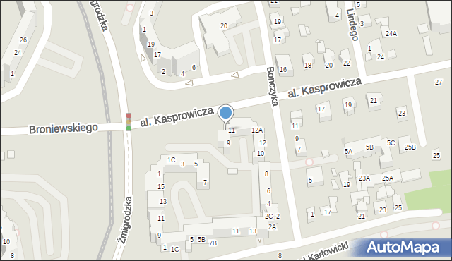 Wrocław, Aleja Kasprowicza Jana, 9A, mapa Wrocławia