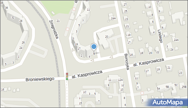 Wrocław, Aleja Kasprowicza Jana, 6, mapa Wrocławia