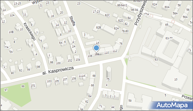 Wrocław, Aleja Kasprowicza Jana, 108, mapa Wrocławia