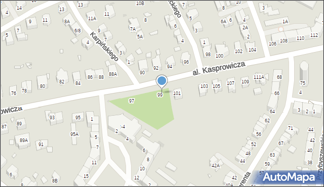 Wrocław, Aleja Kasprowicza Jana, 99A, mapa Wrocławia