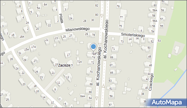 Wrocław, Aleja Kochanowskiego Jana, 74A, mapa Wrocławia