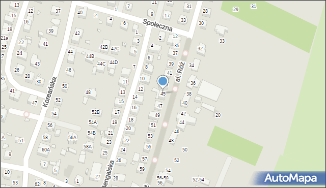 Wrocław, Aleja Róż, 45, mapa Wrocławia