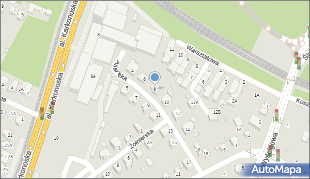 Wrocław, Aliancka, 8, mapa Wrocławia