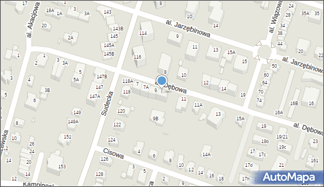 Wrocław, Aleja Dębowa, 9A, mapa Wrocławia