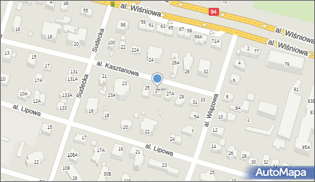 Wrocław, Aleja Kasztanowa, 27, mapa Wrocławia