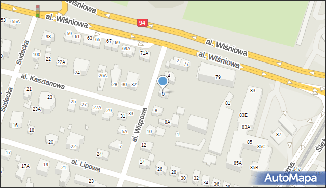 Wrocław, Aleja Wiązowa, 6, mapa Wrocławia