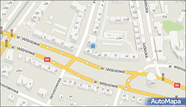 Wrocław, Aleja Wiśniowa, 18A, mapa Wrocławia