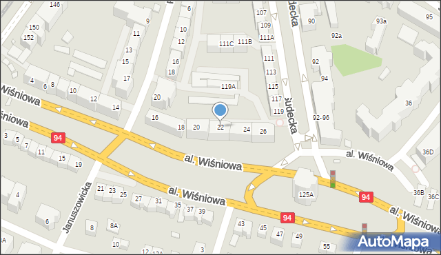 Wrocław, Aleja Wiśniowa, 22, mapa Wrocławia