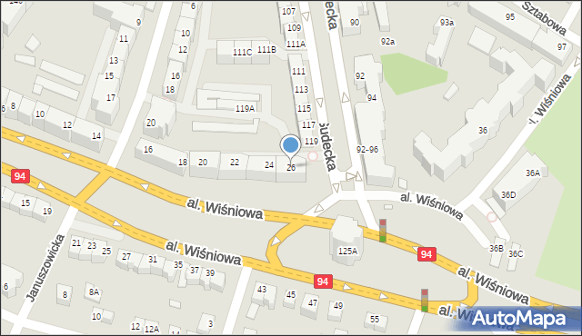 Wrocław, Aleja Wiśniowa, 26, mapa Wrocławia