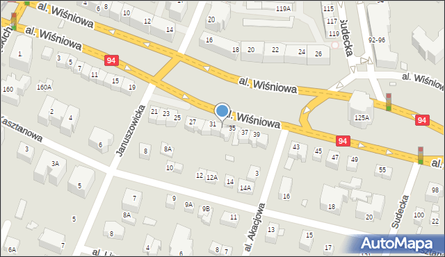 Wrocław, Aleja Wiśniowa, 33, mapa Wrocławia