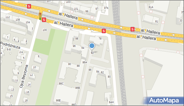 Wrocław, Aleja Hallera Józefa, gen., 92, mapa Wrocławia