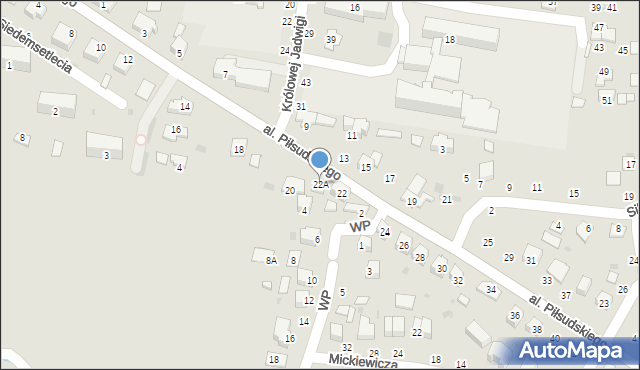 Żabno, Aleja Piłsudskiego Józefa, marsz., 22A, mapa Żabno