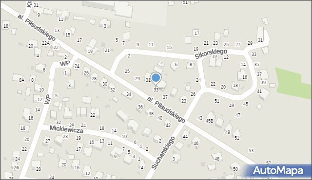 Żabno, Aleja Piłsudskiego Józefa, marsz., 33, mapa Żabno