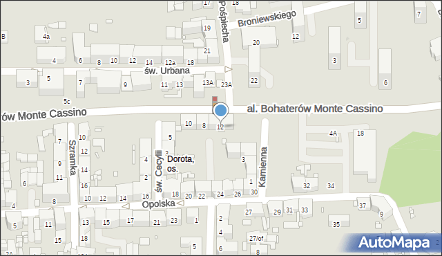Zabrze, Aleja Bohaterów Monte Cassino, 12, mapa Zabrza