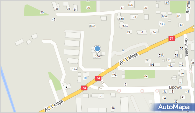 Zamość, Aleje 1 Maja, 10A, mapa Zamościa