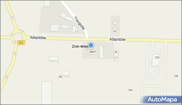 Żnin-Wieś, Aliantów, 35A, mapa Żnin-Wieś