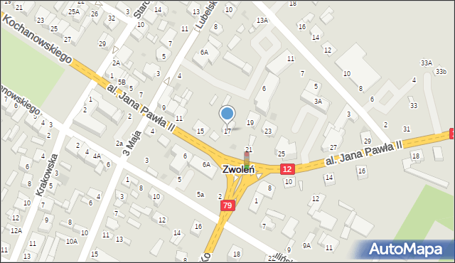 Zwoleń, Aleja Jana Pawła II, 17, mapa Zwoleń