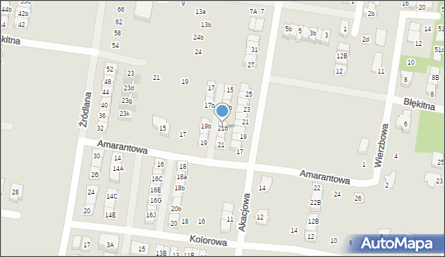 Marki, Amarantowa, 21b, mapa Marki