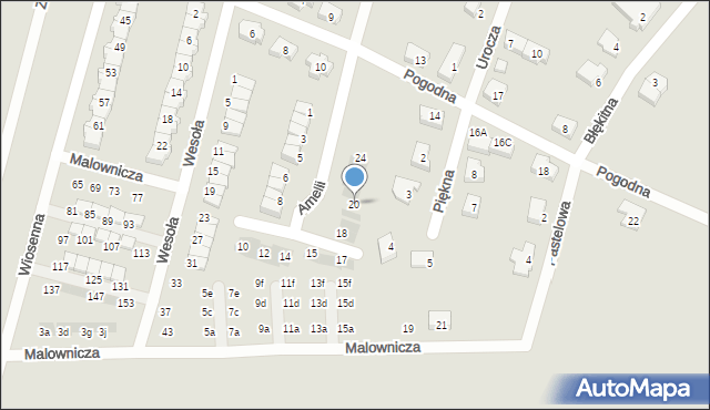 Oława, Amelii, 20, mapa Oława