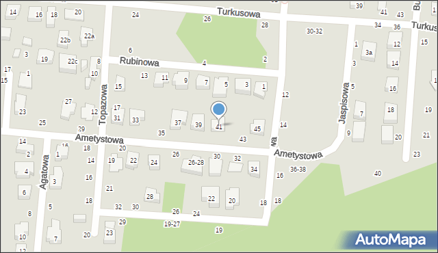 Toruń, Ametystowa, 41, mapa Torunia