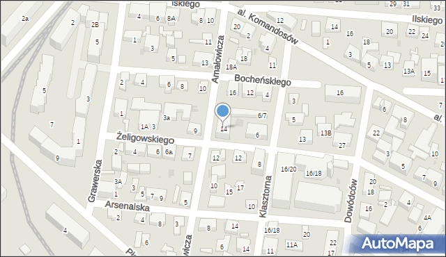 Warszawa, Amałowicza Franciszka Michała, mjr., 14, mapa Warszawy