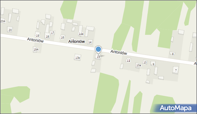 Antoniów, Antoniów, 13, mapa Antoniów