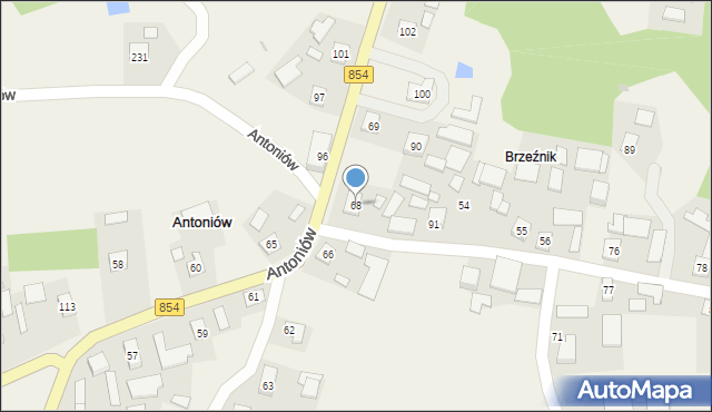 Antoniów, Antoniów, 68, mapa Antoniów