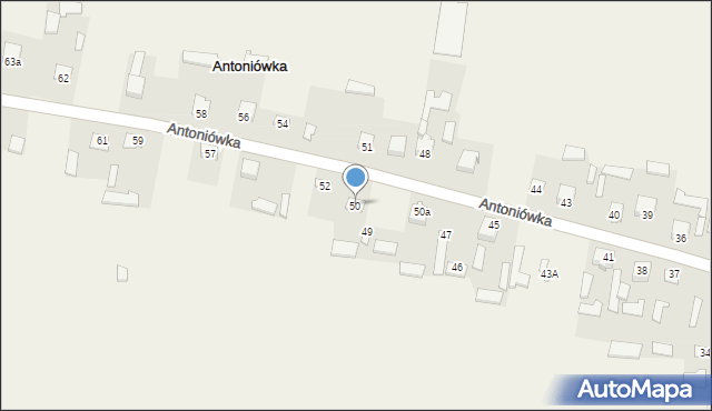 Antoniówka, Antoniówka, 50, mapa Antoniówka