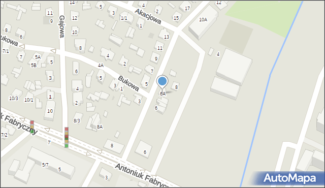 Białystok, Antoniuk Fabryczny, 6A, mapa Białegostoku