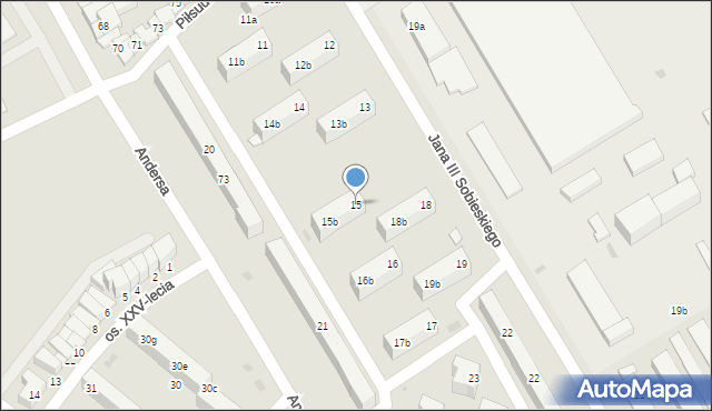 Bielawa, Andersa Władysława, gen., 15, mapa Bielawa